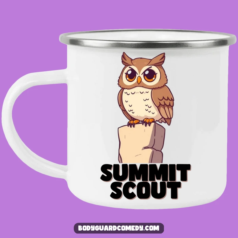 Funny Owl Camping Mug: Watchful Scanner, Horizon View, Great Humorous Gift!