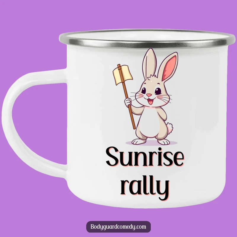 Funny Rabbit Banner Camping Mug - Durable Energetic Drinkware, Perfect Humorous Gift