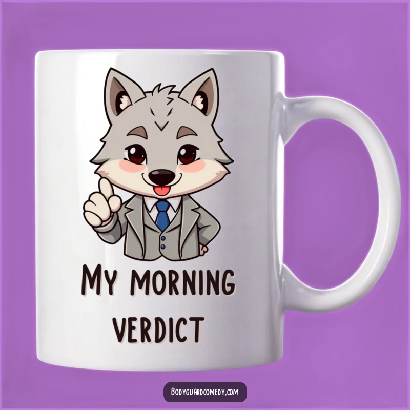 Funny Wolf Mug: Sharp Suit Nod, Brave Approval, Perfect Humorous Gift!