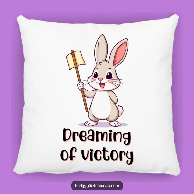 Funny Rabbit Banner Pillow - Cozy Brave Cushion, Perfect Humorous Gift