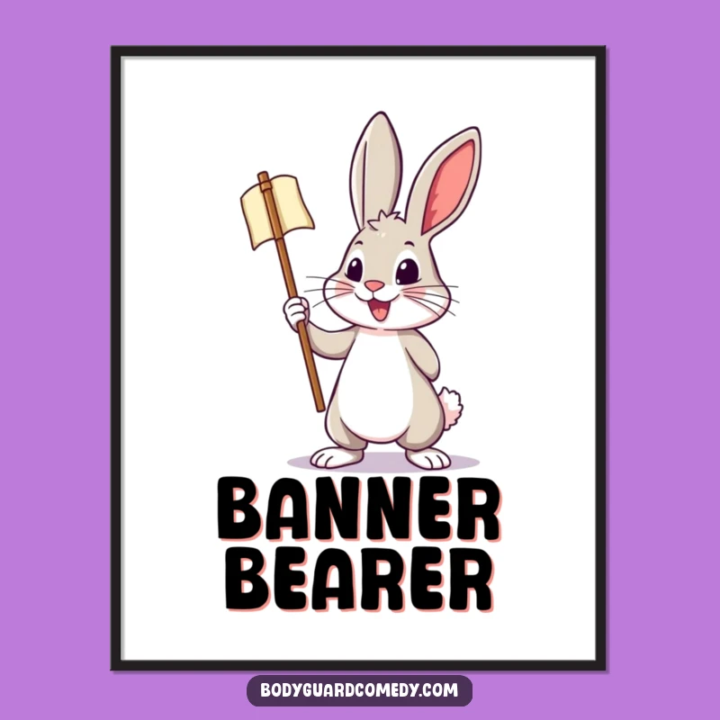 Funny Brave Rabbit Digital Art - Energetic Print for Instant Humorous Decor