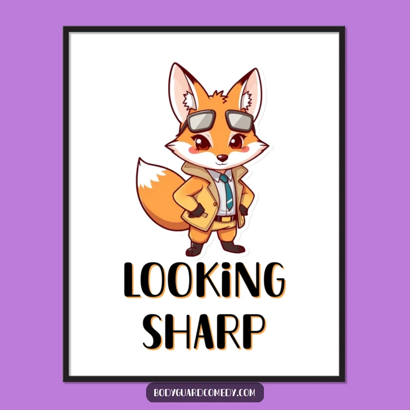 Funny Alert Fox Digital Art - Sharp Print for Instant Humorous Decor