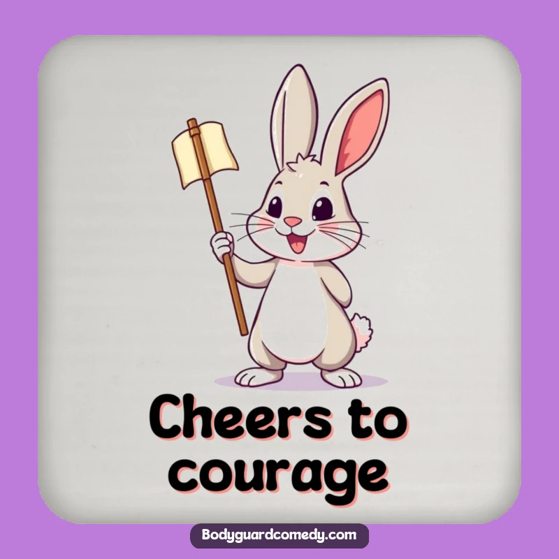 Funny Rabbit Guard Coaster - Protect Surfaces with Bold Humor, Humorous Gift