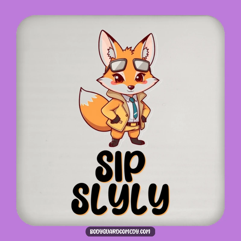 Funny Fox Guard Coaster - Protect Surfaces with Sharp Humor, Humorous Gift