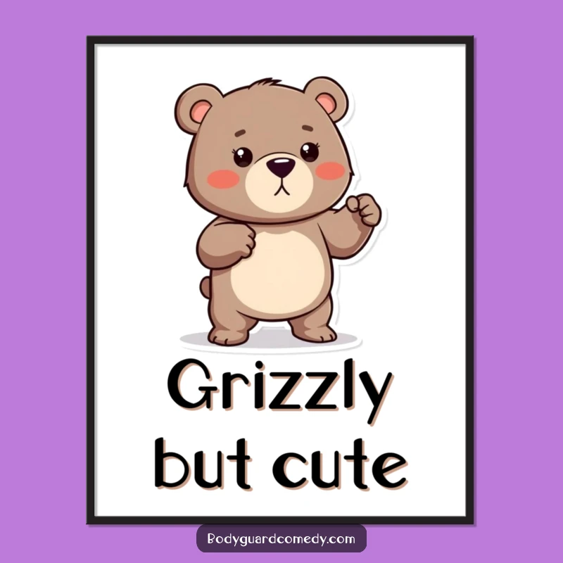 Funny Protective Bear Poster - Playful Muscle Art, Ideal Humorous Decor Gift