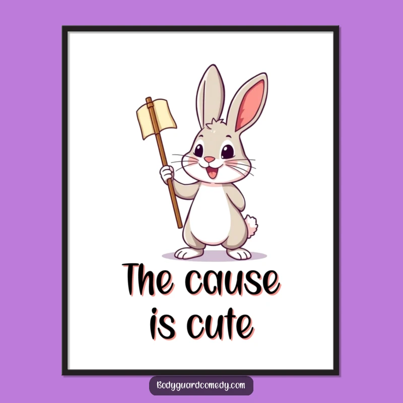 Funny Brave Rabbit Poster - Energetic Banner Art, Ideal Humorous Decor Gift