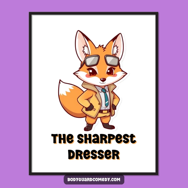 Funny Alert Fox Poster - Sharp Style Wall Art, Ideal Humorous Decor Gift