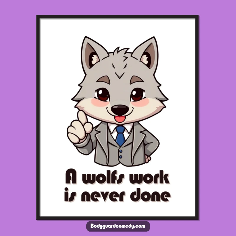 Funny Free Printable Wall Art: Wolf Approval, Humorous Suit Downloadable Decor