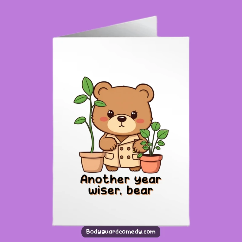 Free Printable Birthday Card: Bear Spy, Funny Trench Coat Downloadable Gift