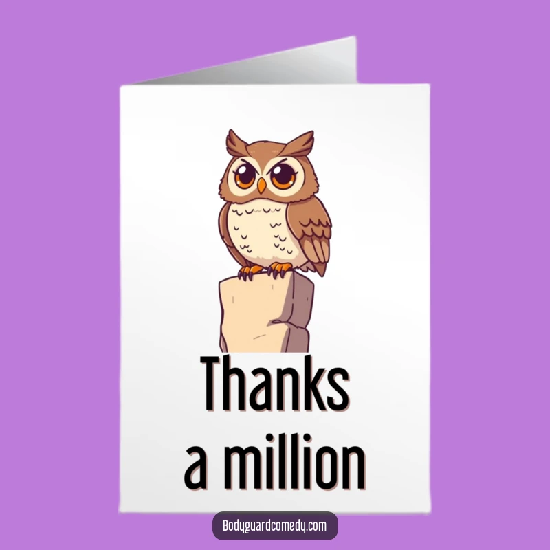 Free Printable Thank You Card: Watchful Owl, Keen Eyes Downloadable Gift