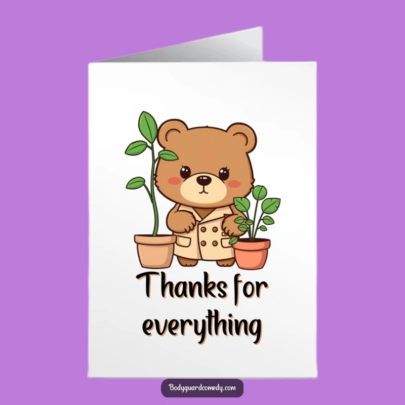 Free Printable Thank You Card: Bear Spy, Funny Trench Coat Downloadable Gift