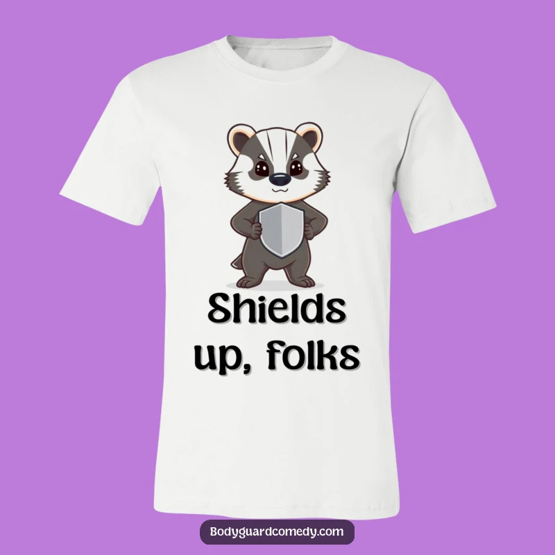 Funny Badger Shield T-Shirt - Steadfast Guard Tee, Ideal Humorous Gift