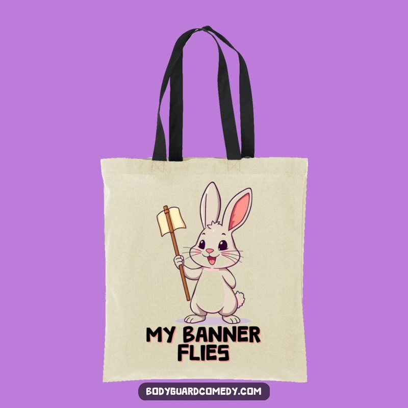 Funny Rabbit Banner Tote Bag - Durable Energetic Carry-All, Perfect Humorous Gift